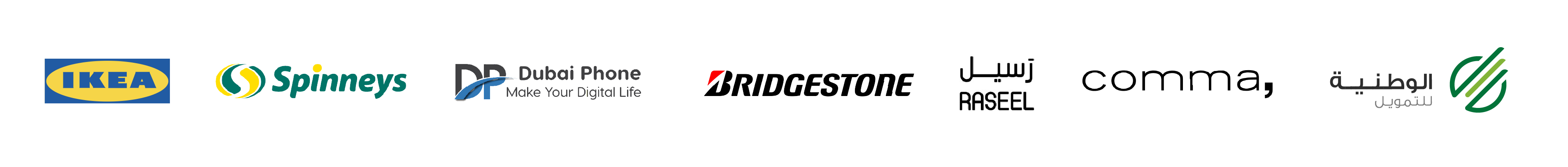 A list of the brands that are associated with
convertedIn. Ikea,Spinneys, Dubai Phone, Bridgestone,
Raseel, Comma and Al-Watanya