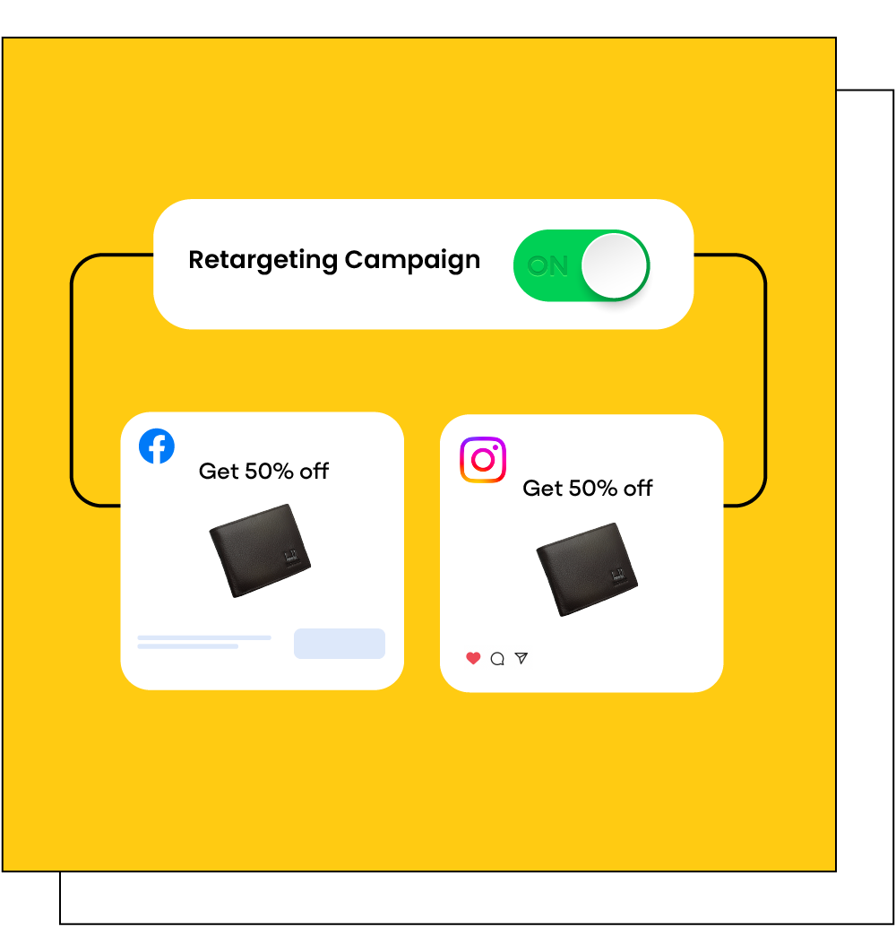 Image of a black wallet in a
facebook ad and an instagram ad